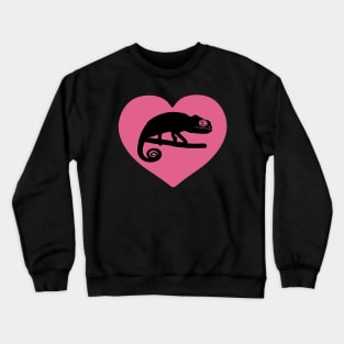 Pink Cute Chameleon Heart for Chameleon Lovers Crewneck Sweatshirt